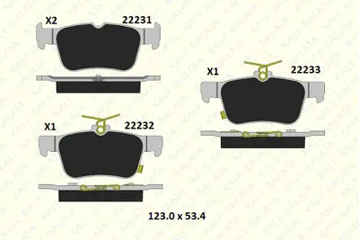 KALE B 22231 159 05 ANS Arka Fren Balatası Honda Cıvıc 2017-> Galaxy Iıı 1.5.  2.0. 2.0 Tdcı. 2.0 2015> Mondeo V 1.0 . 1.5. 