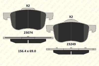 KALE B 23074 189 05 MSH On Fren Balatası Volvo S60 01>s80 98 06 V70 I Iı 97> Xc70 00> 