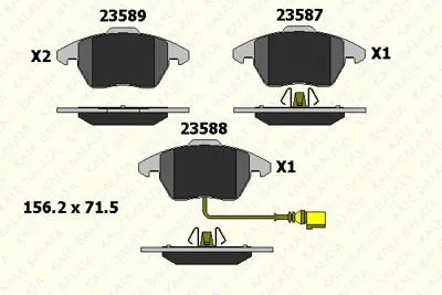 KALE B 23587 203 05 ANS On Fren Balatası Caddy 03> Golf V A3 Octavıa Touran Toledo 04> Passat Jetta 05> Fıslı 