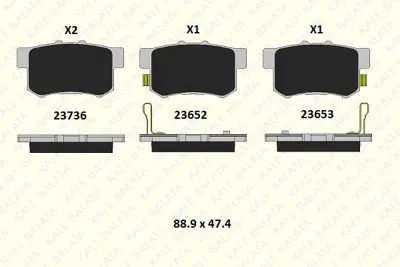 KALE B 23652 148 05 ANS Arka Fren Balatası Accord 90>98 Legend 97>91 Prelude 90>96 