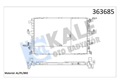 KALE 363685 Motor Su Radyatoru (Derınlıgı 26mm) Transporter T6 10>15 7E0121253C 65346 58012721 102190 560008 7E0121253D 107824 CR805000P 7E0121253E 7E0121253F