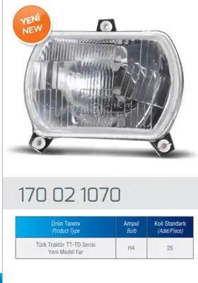 İthal 170.02.1070 Far 3 Kulak Fıat New Holland 170021070