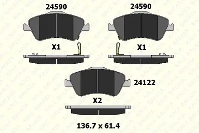 KALE B 24122 190 05 ANS Fren Balatası On Corolla D4d 07-12 Aurıs D4d 07-12 Corolla 1.4 D4d 2013-> 