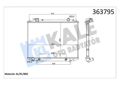 KALE 363795 Su Radyatörü 376781224 5M348005AB 68535 1484186 1484187 8MK376781224 CR1692000S 33011045 WLVP15200D FD2664
