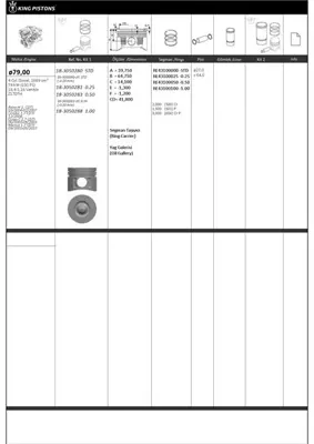 KING PISTON 18 3050280 20 Piston Segman Std 79 Opel 0.20 Mm Kısa-Z17dth Astra-H 1. Cdtı-03-2004 02-2007-Combo 1.7 Cdtı-12-2004--Corsa-C 1.7  97744837