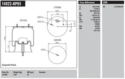 CONNECT MD 14022-KP05 Dingil Korugu Komple (Plastık Pıstonlu) - Saf - Dorse 3229003300