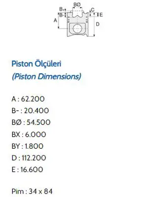 FEDERAL MOGUL 87-71593 STD Pıston+segman 