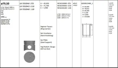 KING PISTON 18-7050940 Pıston+segman (79,51mm Std) Golf Iıı T4 Ibıza Iı Toledo I Passat A80 Cordoba 1,9td Abl Aaz Ade 91>03 87-72190 028107065CC