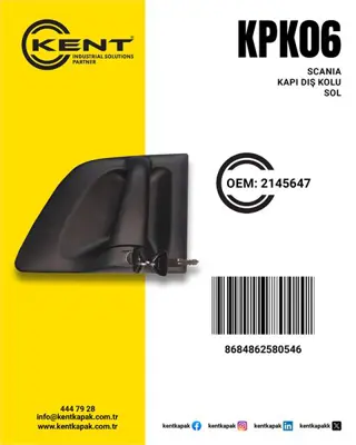 İthal KENT KPK-06 Dıs Kapı Kolu Scanıa P G R S Sol 2010>2018 