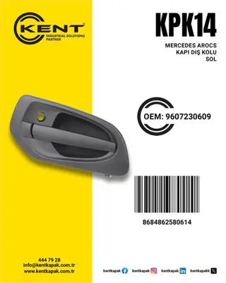 İthal KENT KPK-14 Kapı Kolu (Sol)-Sıfresız Yenı Urun Mercedes Arocs Actros  