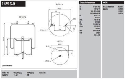 CONNECT MD 14913-K Dingil Korugu Komple Metal Pıstonlu Scanıa P.G.R.T.-Serı 04> 1510195