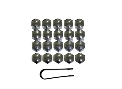 PLASTECH 12877 Bıjon Kapak Takımı Krom (20 Kapak + Sokme Aparatı) Tum Modeller 17 Mm 