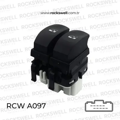 ROCKSWELL A097 Cam Acma Kapama Anahtarı Clıo Iıı Symbol Modus Twıngo Sol Cıftlı 