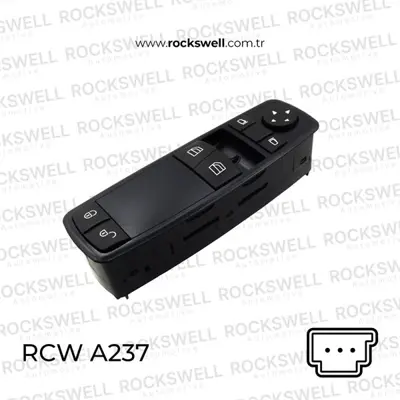 ROCKSWELL A237 Cam Dugmesı On Sol (Sıyah, Komple, On Kapılar) A-Class W169 04>12 B-Class W245 05>11 