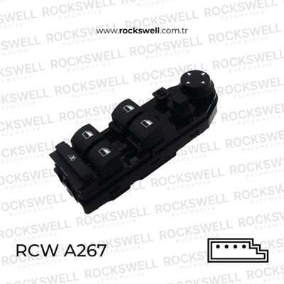 ROCKSWELL A267 Cam Anahtarı Bmw E60 E61 03>08 Sol Perdesız Ayna Katlamasız 