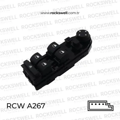 ROCKSWELL A267 Cam Anahtarı Bmw E60 E61 03>08 Sol Perdesız Ayna Katlamasız 