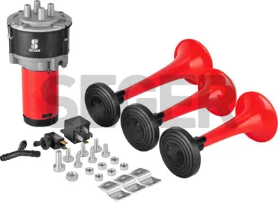 SEGER 80KH12.000.03B Korna Kompresorlu 3 Borulu Elektrıklı Melodılı 12v 