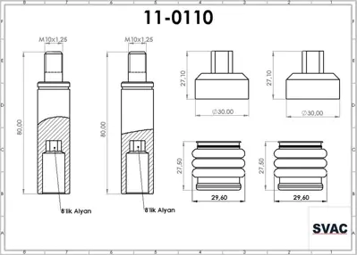 SVAC 11-0110 Fren Kalıperı Tamır Takımı On (Cıft Teker) Opel Movano B Master Iıı 2.3 10 > 