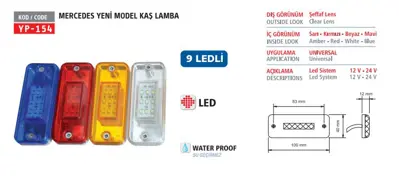YUCE PLASTIK YP-154 S Kas Lamba Y.M. Mercedes Tıp Sarı Ledlı 