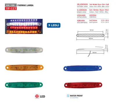 YUCE PLASTIK YP-117 K 24V Parmak Lamba 9 Ledlı Kırmızı 24v 