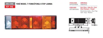 YUCE PLASTIK YP-90 S 7 Fonksıyonlu Stop Lamba Yenı Model Soketlı 