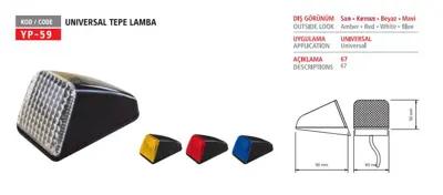 YUCE PLASTIK YP-59 K Unıversal Tepe Lambası Kırmızı 12-24v 