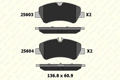 KALE B 25603 175 05 ANS Arka Fren Balatası Transıt Custom V362-V363 12> (Arka Tek Teker) BK212M008AC1840037