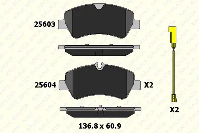 KALE B 25603 175 15 MSH Arka Fren Balatası Transıt Custom V362-V363 12> (Arka Tek Teker) ( Cıft Fıslı ) BK212M008AC1840037