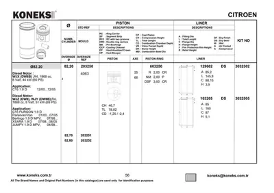 KONEKS 203251 Pıston Segman Takım Partner Scudo Berlıngo Expert Jumpy Dw8   Dw8b (82,70mm)   (0,50 Farklı) 628J2