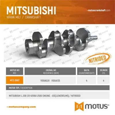 MOTUS 907 Krank Mılı Mıtsubıshı L200 Cr 2006> 4d56u Motor 1100A0281100A135