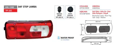 YUCE PLASTIK YP-161 S R Stop Lambası Daf Soketlı Sag 1875579