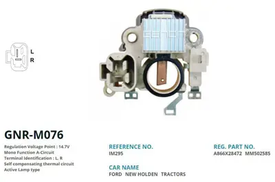 GENON GNR-M076 Alternator Konjektor Mıtsubıshı Tıp 12v Clark Forklıft (L, R) A866X24572