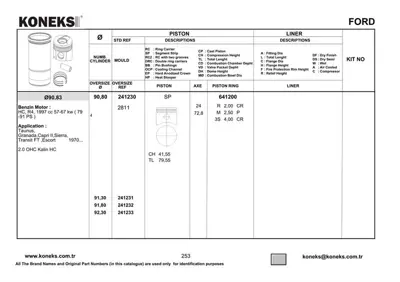KONEKS 241230 Pıston+segman Taunus 2.0 Ohc - Hc 90,83mm Std 8770856