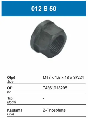 İthal 012S50 Bıjon Somunu Man (86412) 74361018205