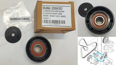 OEM 8200947837 Alternatör Gergi Rulmanı 8200947837 Duster Logan Sandero Clıo Iı Kango Laguna 8200947837 4506194 PU0014 8200285009 66597 4675 532036420 4413791 93198632 93160779
