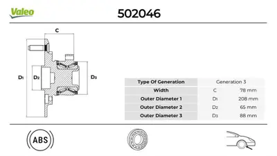 Valeo 502046 Porya Ön 853016150 1763887 BK212C300AC 1791937 FHBK1162 2128322 BK212C300AB FBK1469 BK212C300AA CHA295