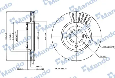 MANDO MBC035006 Fren Dıskı Ön 93BX1125AC