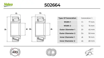 Valeo 502664 Teker Rulmanı Arka 4A0598625