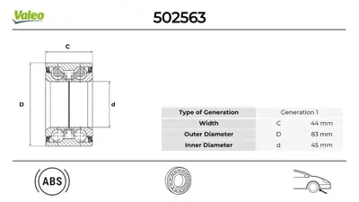 Valeo 502563 Teker Rulmanı Ön 3350821623942280