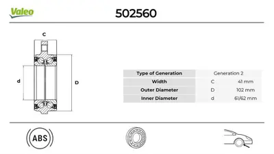 Valeo 502560 Porya Ön/Arka 4H0498625