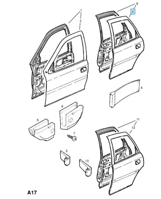 PSA 9152345 Kapı Sacı Arka Sol VECTRA B GM 90508951, GM 9152345