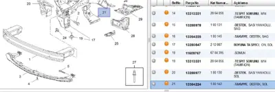 PSA 13364224 Ön Sase Destek Saçı : L 13364224 180142