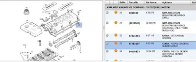 PSA 97183007 Conta Sil.Üst Kap. Kam Y17dt CORSAC 607492 97183007