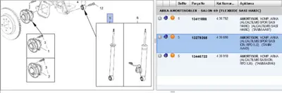 PSA 13279265 Amortisör Arka 13279265 13279266 13412741 436543 436690 436806