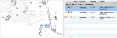 PSA 13368956 Emniyet Kemer Toka Sol 13330866 13368956 197780 197965