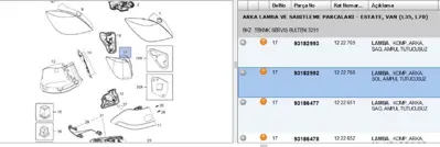 PSA 93182992 Stop Lambası Sol L35 ASTRAH 1222768 93182992