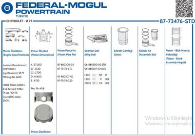 GOETZE 68803005G Sekman 79.00 Mm Chevrolet Cruze 1.6  55581399 93744928