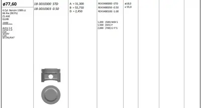 KING PISTON 18-3010388 Motor Pıston + Segman X16xe-X16xel Astra*Corsa*Tıgra*Zafıra*Vectra (79mm+1.00 Farklı) 5623030 116902 624225 90570695 24015 90412907 94637610 5623041 90570666