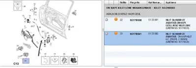 PSA 93178541 Kilit Silindiri Sol Ön Kapı Z Serisi 5133082 93178541