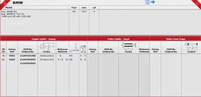 GÜNEŞ 0583-0584 Supap Takımı Bmw N43 B16 A N45 B16 Tu2 16v In-8 Ex-8 1121672 120329 1203922 1214516 2M141671 2M141671A 2M141671B 2M217580AA 3G141015F 3G141015G 3G141015M 3G141015N 3G141015NX 3L141015N 3L141015P 3L141015PX 6F141015B 6F141015BX A5141671 A5141671A A5141671D A5141671E A5141671F YM217580AA YM217580AB